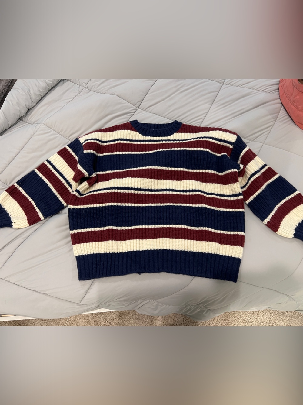 bohme Striped Crewneck Sweater in Navy, Cream & Burgundy